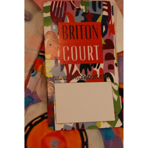 Briton Court NWT Face Print Maxi Tiered Ruffle Dress Multicolor Medium MSRP $269 - Picture 6 of 9